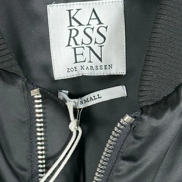 Zoe Karssen Satin Bomber Jacket Leopard Make Me Feel Mighty Reel Size S NWT $325 - Picture 10 of 11